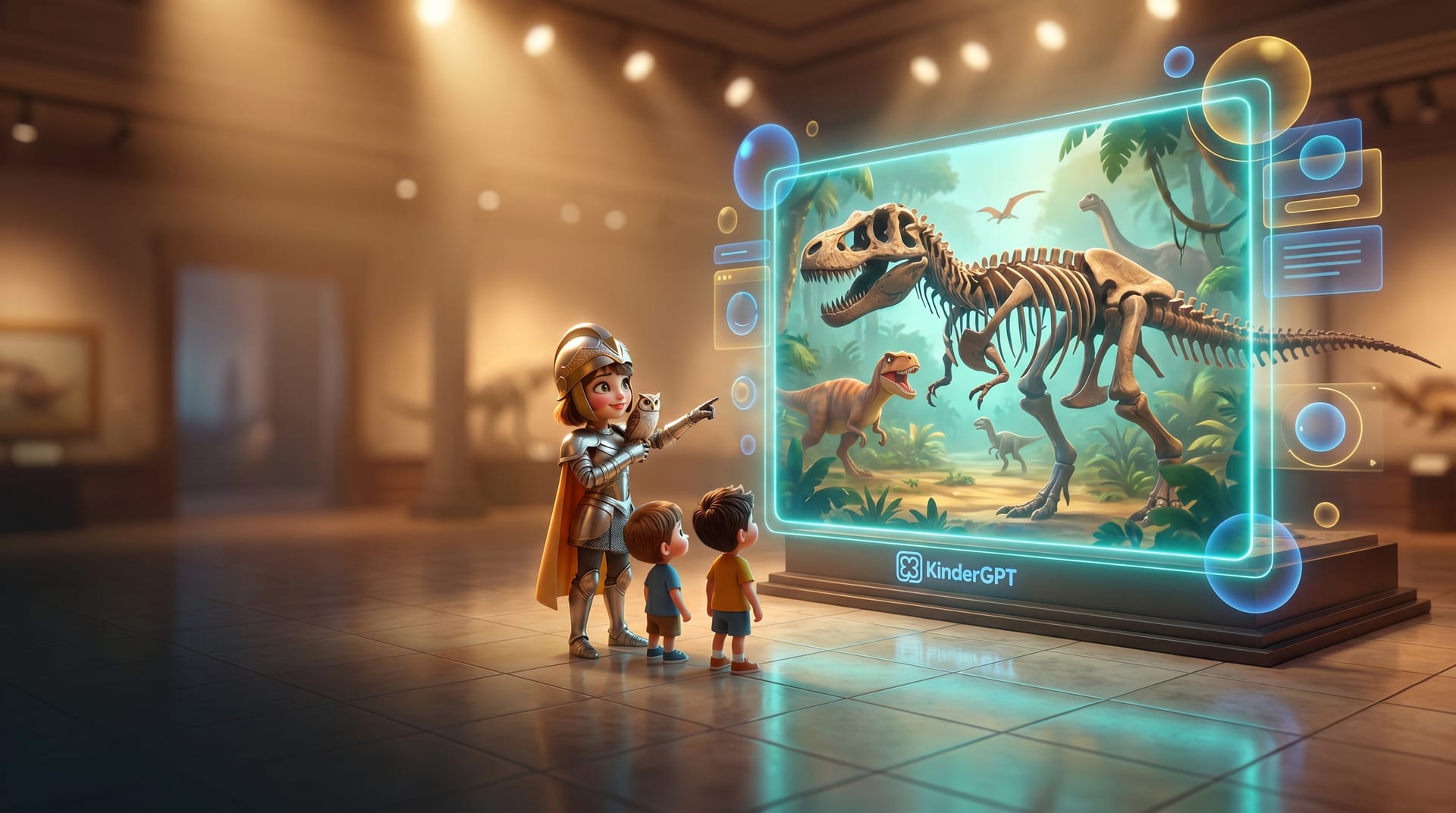KinderGPT in education and knowledge: reading support in pilot schools, kindergarten companions and museum tours - GDPR-compliant and pedagogically grounded.